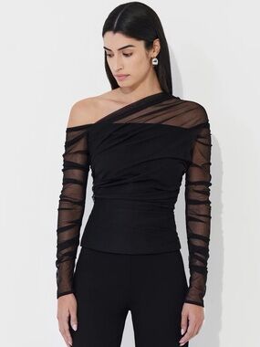 Marcella NYC Monroe Top
European Ponte Mesh Strapless Long Sleeve Evening Small